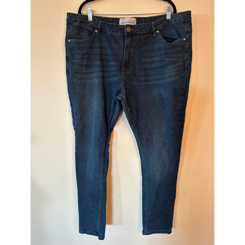 Paperdenim&cloth Mens Dark Wash Slim Straight Leg Jeans 42x32 Indigo Stretch